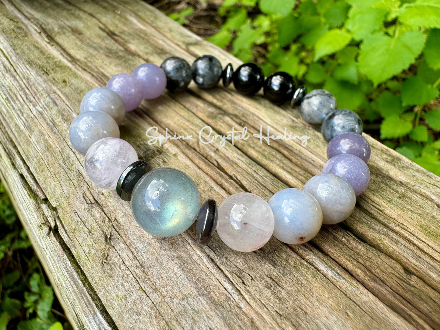 10mm Healer Support - RARE Blue Lepidolite " The Empath’s Halo " Energy Healing - Rose Quartz - White Amethyst - Empath Recharge Bracelet