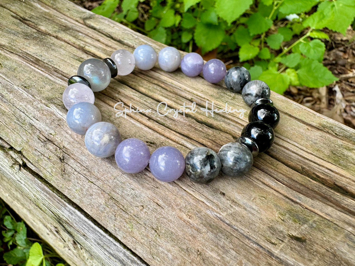 10mm Healer Support - RARE Blue Lepidolite " The Empath’s Halo " Energy Healing - Rose Quartz - White Amethyst - Empath Recharge Bracelet