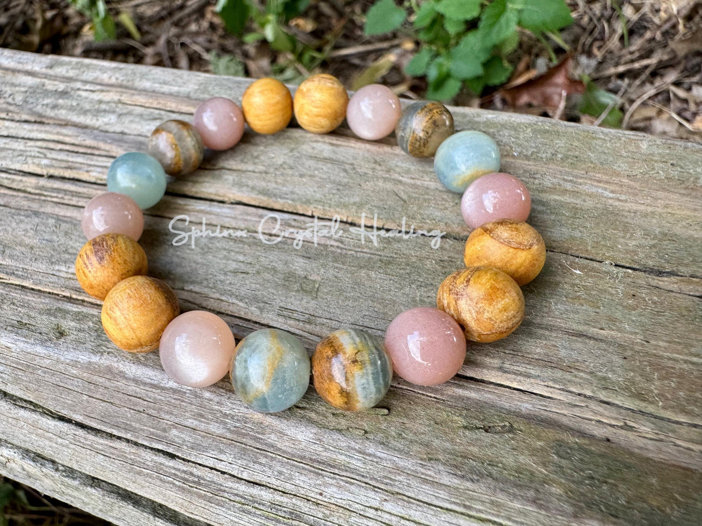 10mm Spiritual Growth - Intuition " Goddess of the Ancient Sea " Stress Support - Lemurian Aquatine Calcite - Palo Santo - Crystal Gemstones