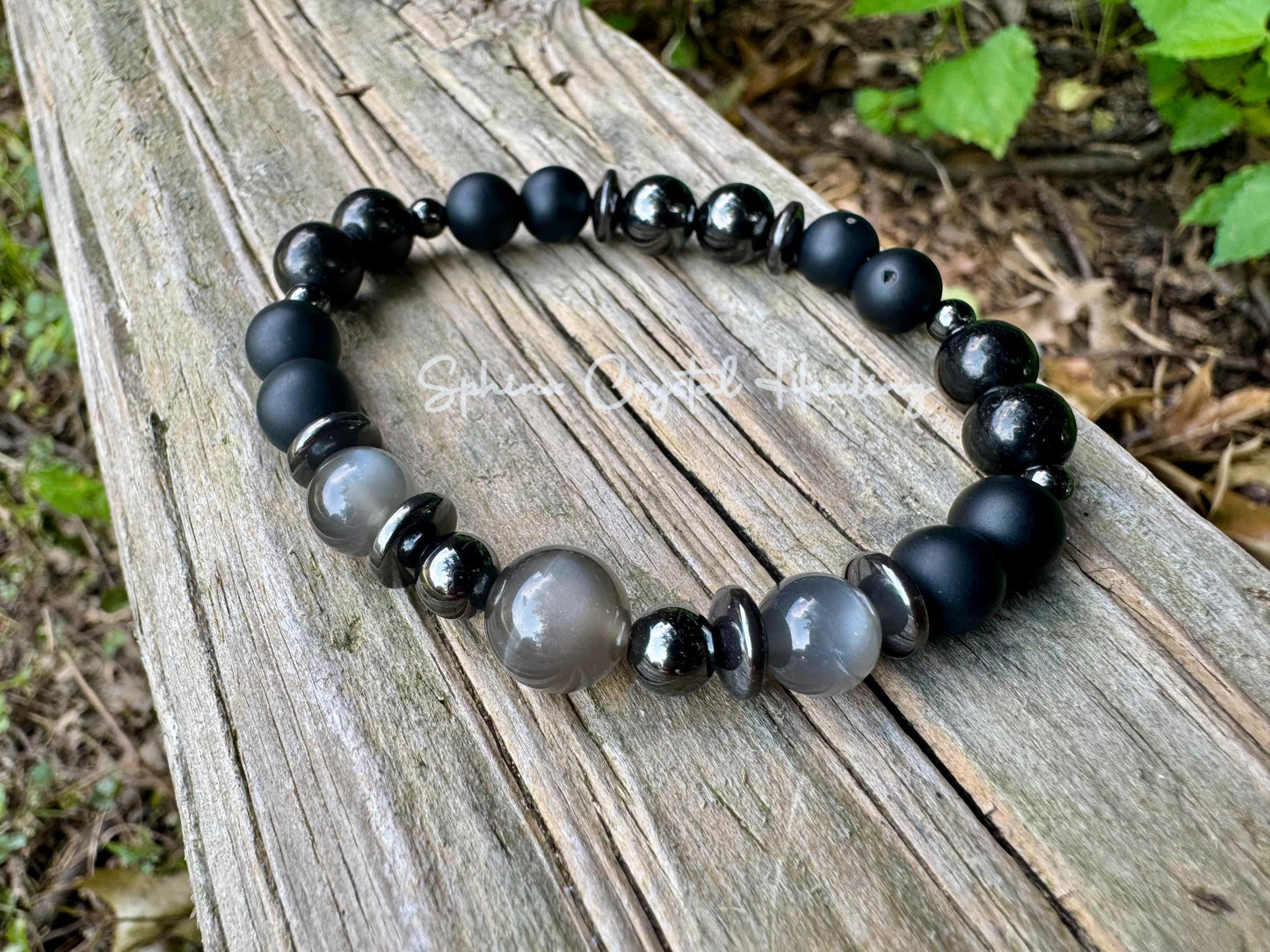 Triple Moon Goddess Energy - IMPERFECT Stones - Rare Black Moonstone - Hecate Spiritual Protection - Onyx  Jet - Crystal DISCOUNTED Bracelet