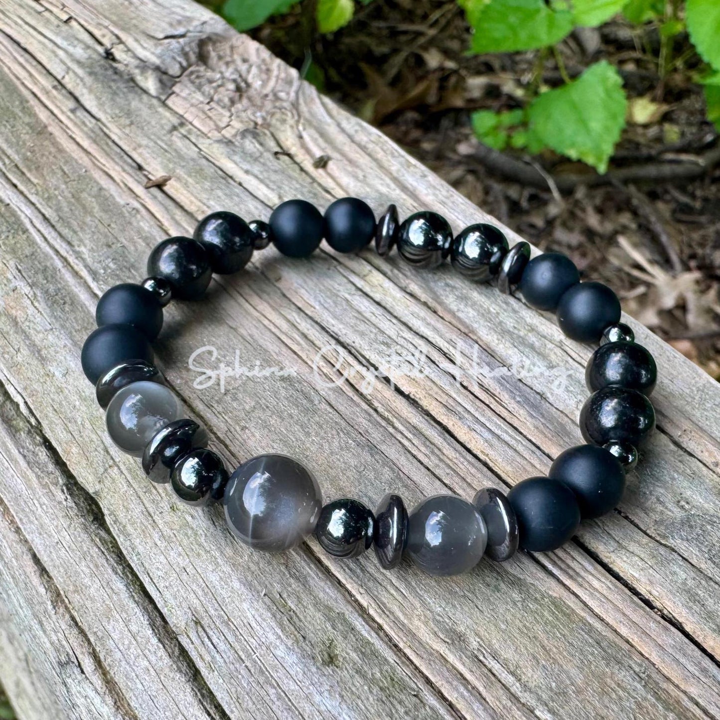 Triple Moon Goddess Energy - IMPERFECT Stones - Rare Black Moonstone - Hecate Spiritual Protection - Onyx  Jet - Crystal DISCOUNTED Bracelet