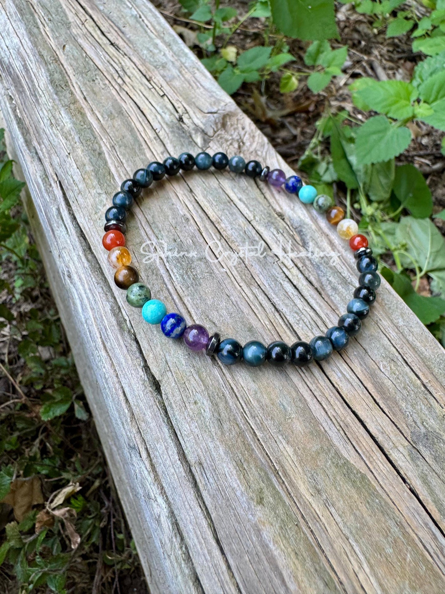 Protection Anklet - Intuition - Strength & Confidence - Chakra Balance - Mental Stability AAA Hawks Eye Gemstones - Blue Tigers Eye Stone
