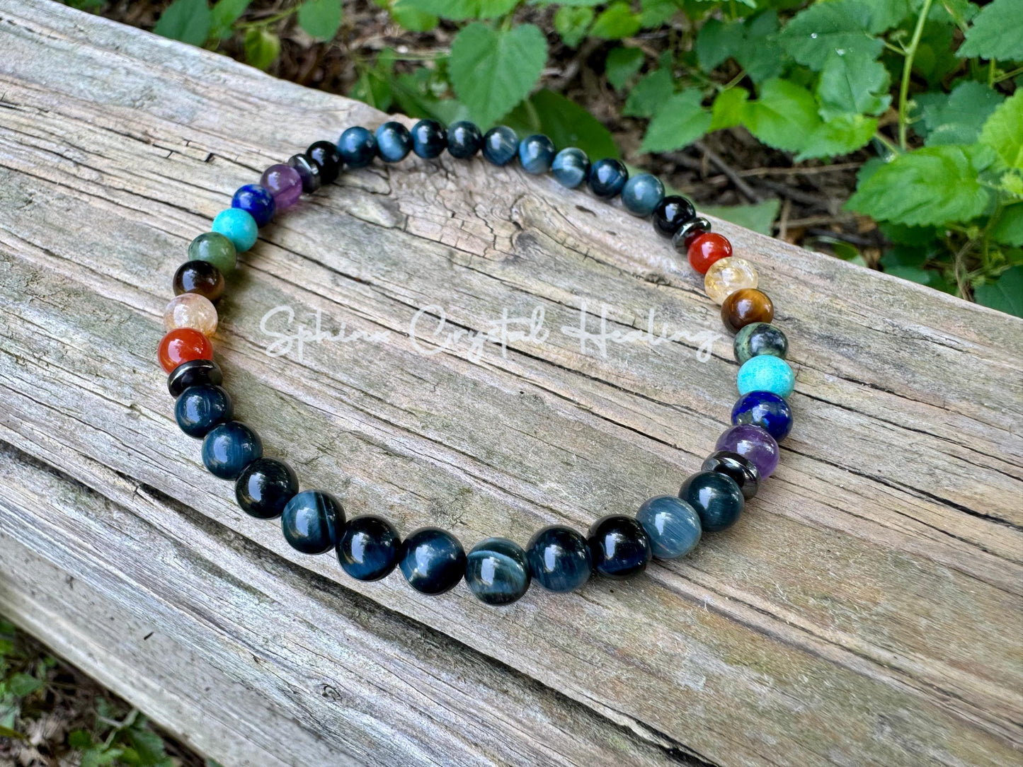 Protection Anklet - Intuition - Strength & Confidence - Chakra Balance - Mental Stability AAA Hawks Eye Gemstones - Blue Tigers Eye Stone