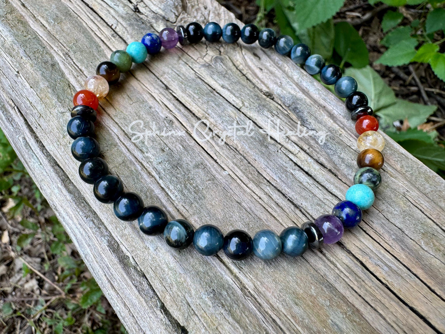 Protection Anklet - Intuition - Strength & Confidence - Chakra Balance - Mental Stability AAA Hawks Eye Gemstones - Blue Tigers Eye Stone