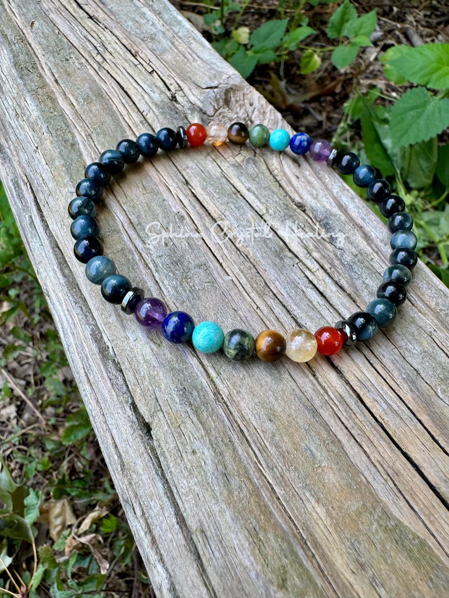 Protection Anklet - Intuition - Strength & Confidence - Chakra Balance - Mental Stability AAA Hawks Eye Gemstones - Blue Tigers Eye Stone