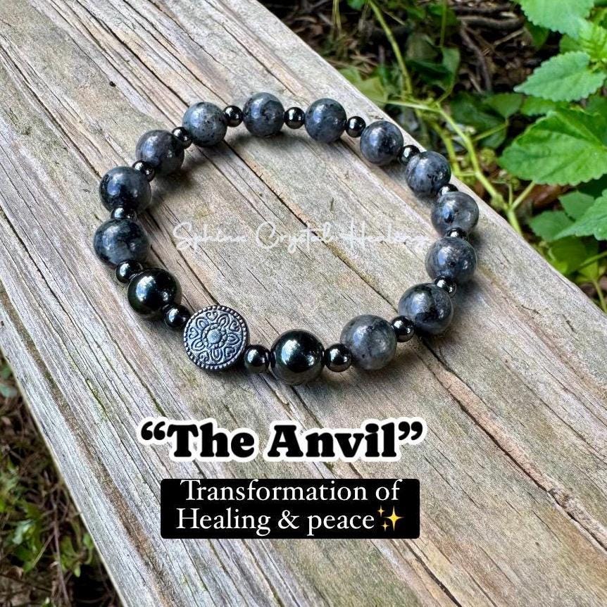 Empath Transformation - Protection " The Anvil " Grief Grounding Spiritual Journey Peace Crystal Healing Bracelet