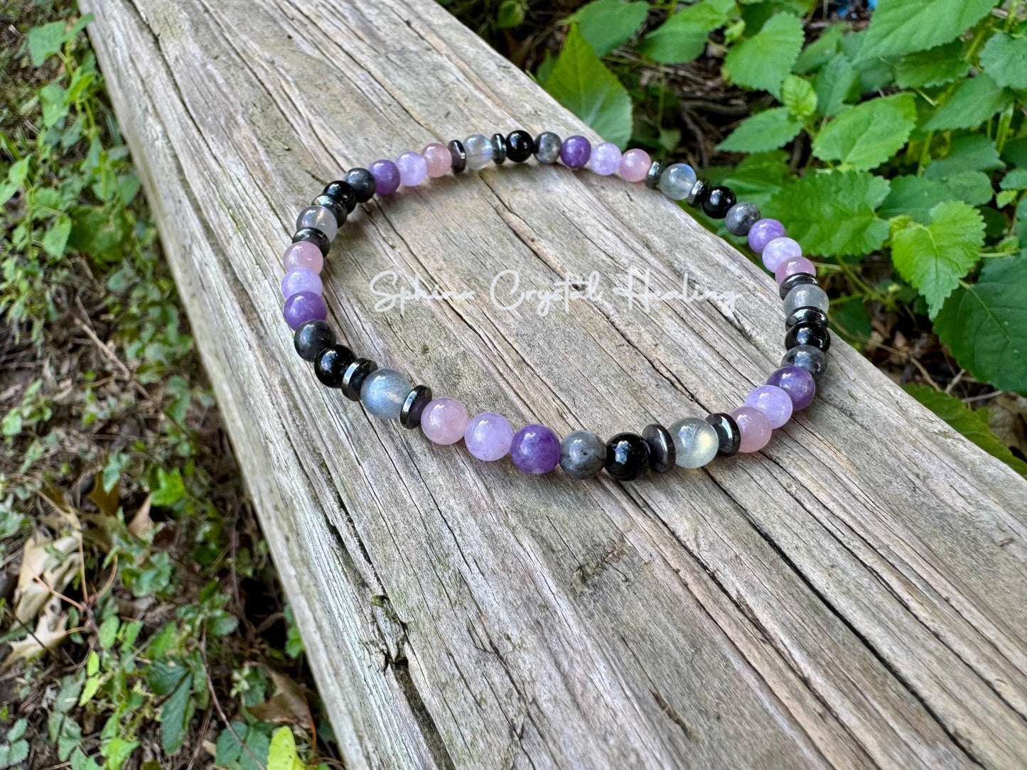 Empath Recovery Anklet " The Empath's Recharge " Emotional Support & Calming Crystals - Rose Quartz - Lepidolite - Amethyst - Tourmaline