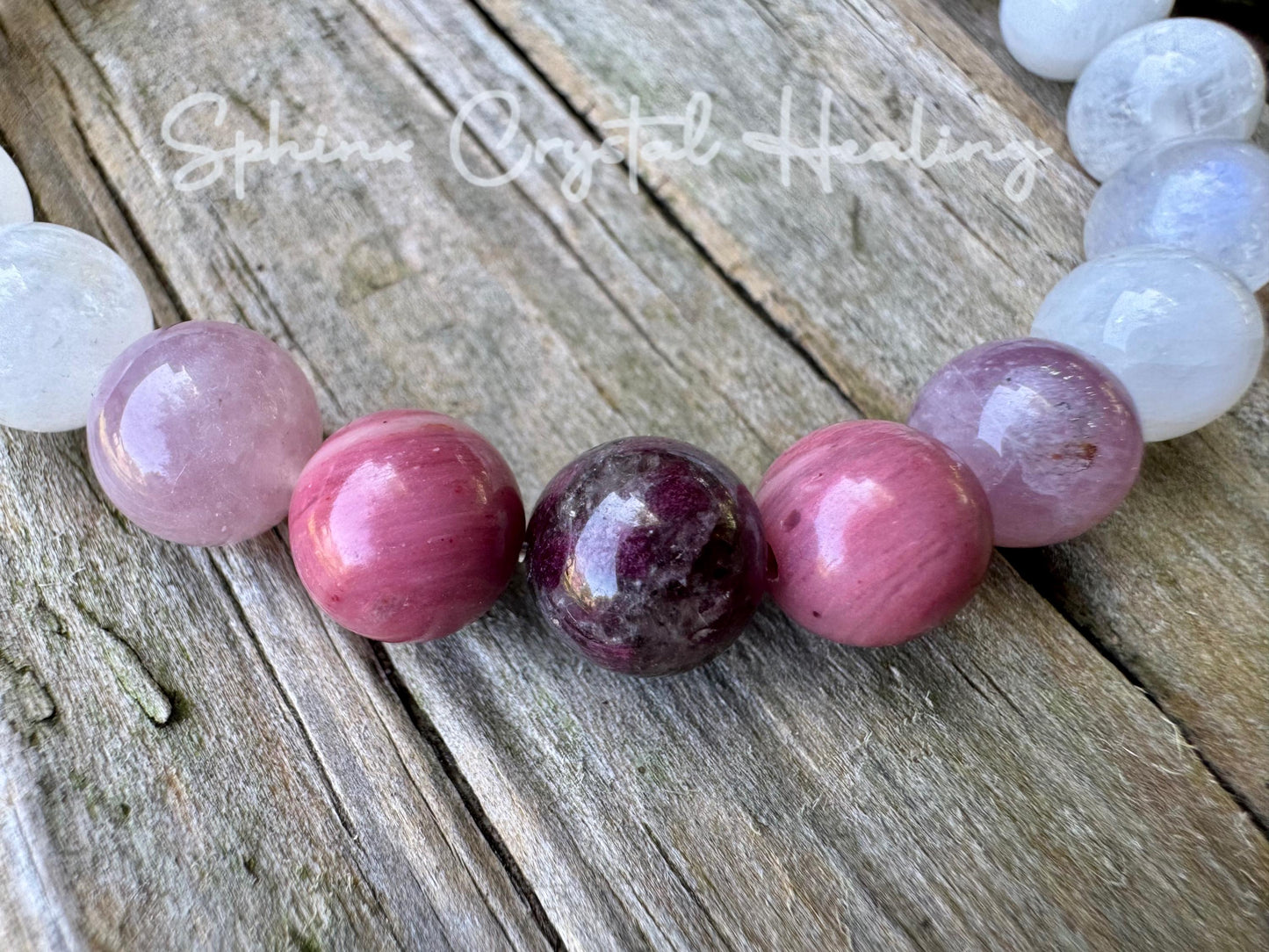 Self Love & Feminine Energy - Emotional Support " Love Boat " Aura Clearing - Moonstone - Rose Quartz - Eudialyte - Heart Healing Bracelet