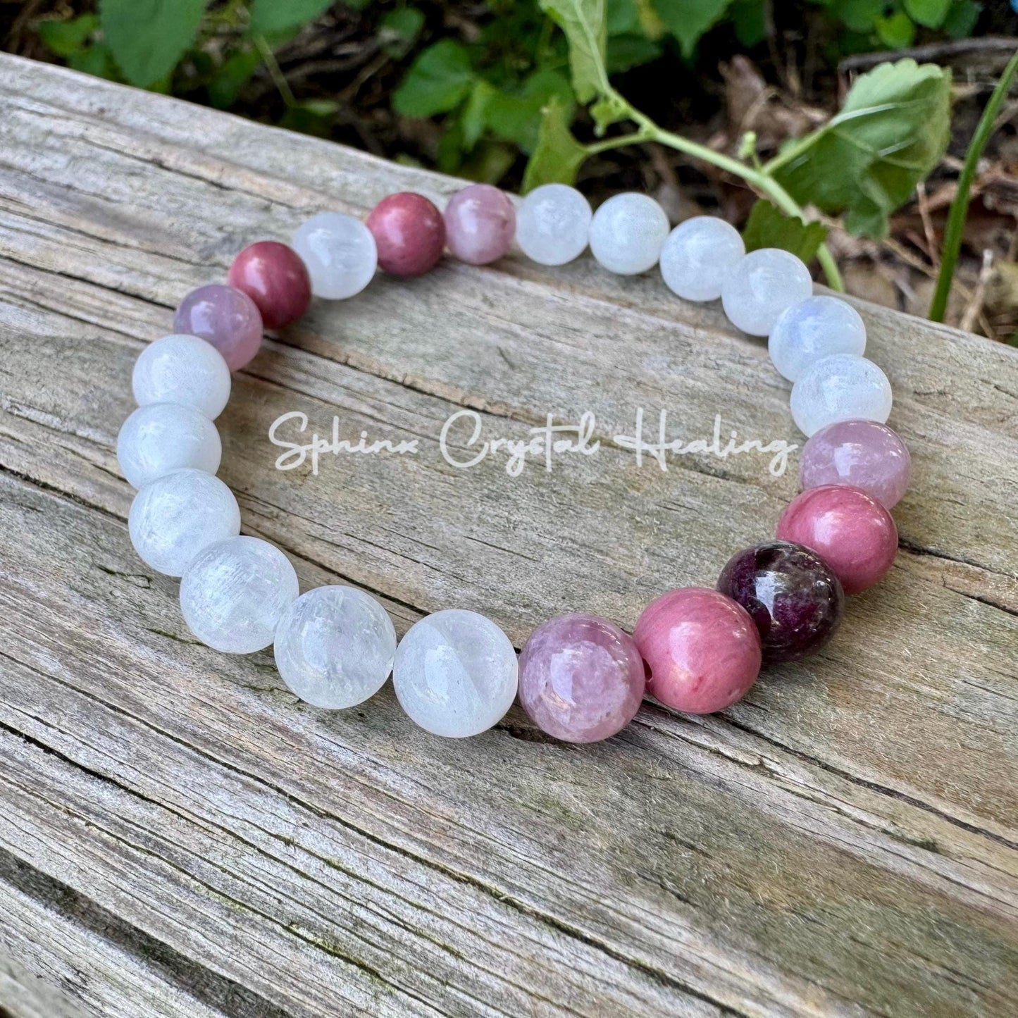 Self Love & Feminine Energy - Emotional Support " Love Boat " Aura Clearing - Moonstone - Rose Quartz - Eudialyte - Heart Healing Bracelet