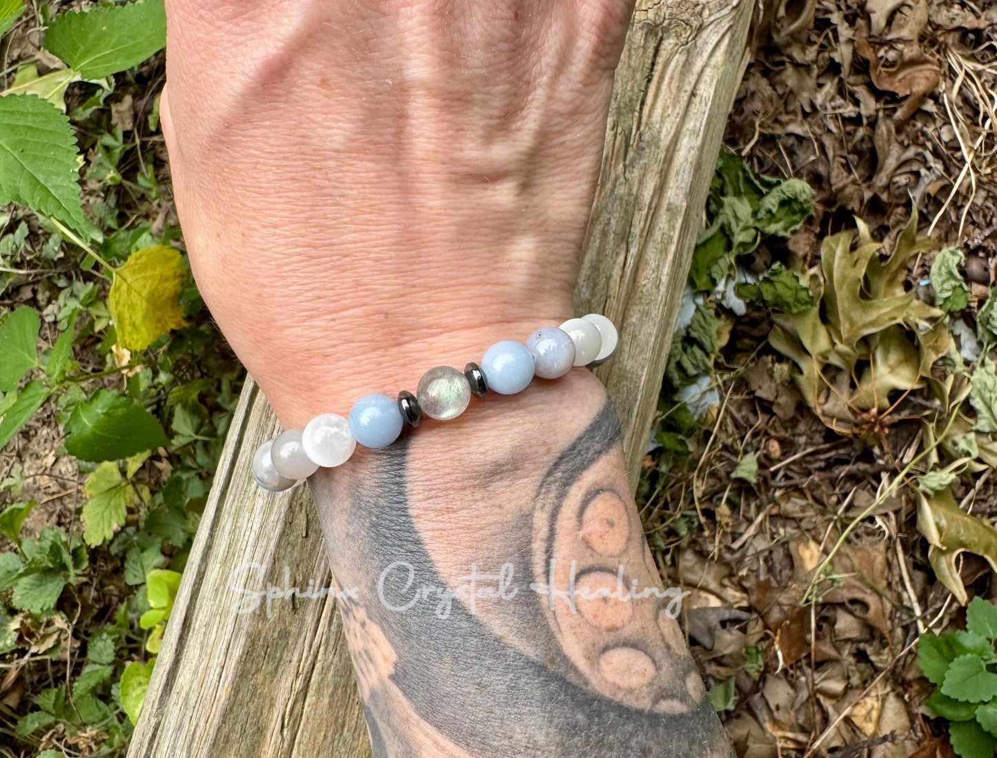 Emotional Healing - Grief & Depression Support " Angel in the Mist " AAA RARE Blue Rose Quartz - Moonstone - Angelite - Selenite - Bracelet