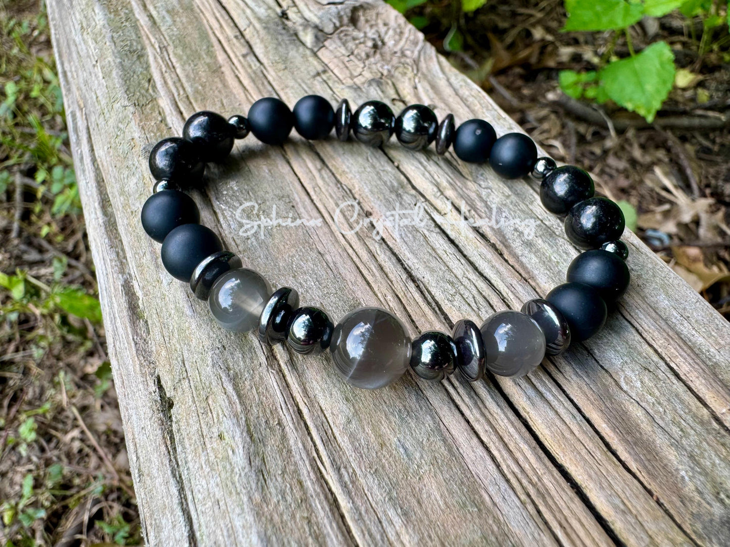 Triple Moon Goddess Energy - IMPERFECT Stones - Rare Black Moonstone - Hecate Spiritual Protection - Onyx  Jet - Crystal DISCOUNTED Bracelet