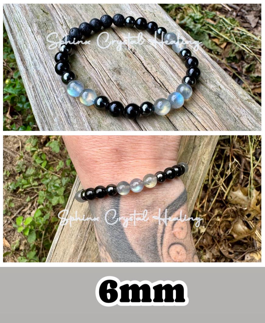 Empath Protection - Aura Shield - Absorb Negativity " The Empath's Raincoat "  Black Tourmaline Gemstones - Crystal Healing Empathy Bracelet