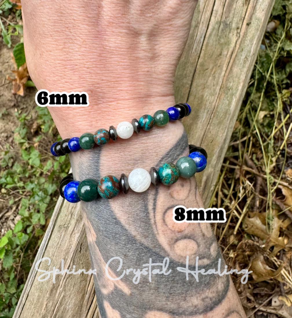 Virgo Energy - Zodiac Horoscope " The Humble Virgo " August September Birthday - Crystal Healing Gemstone Bracelet - Chrysocolla - Lapis