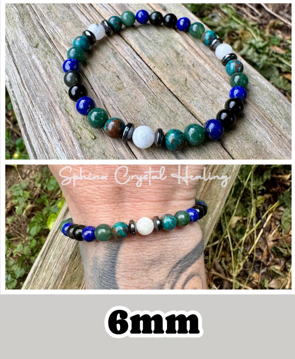 Virgo Energy - Zodiac Horoscope " The Humble Virgo " August September Birthday - Crystal Healing Gemstone Bracelet - Chrysocolla - Lapis