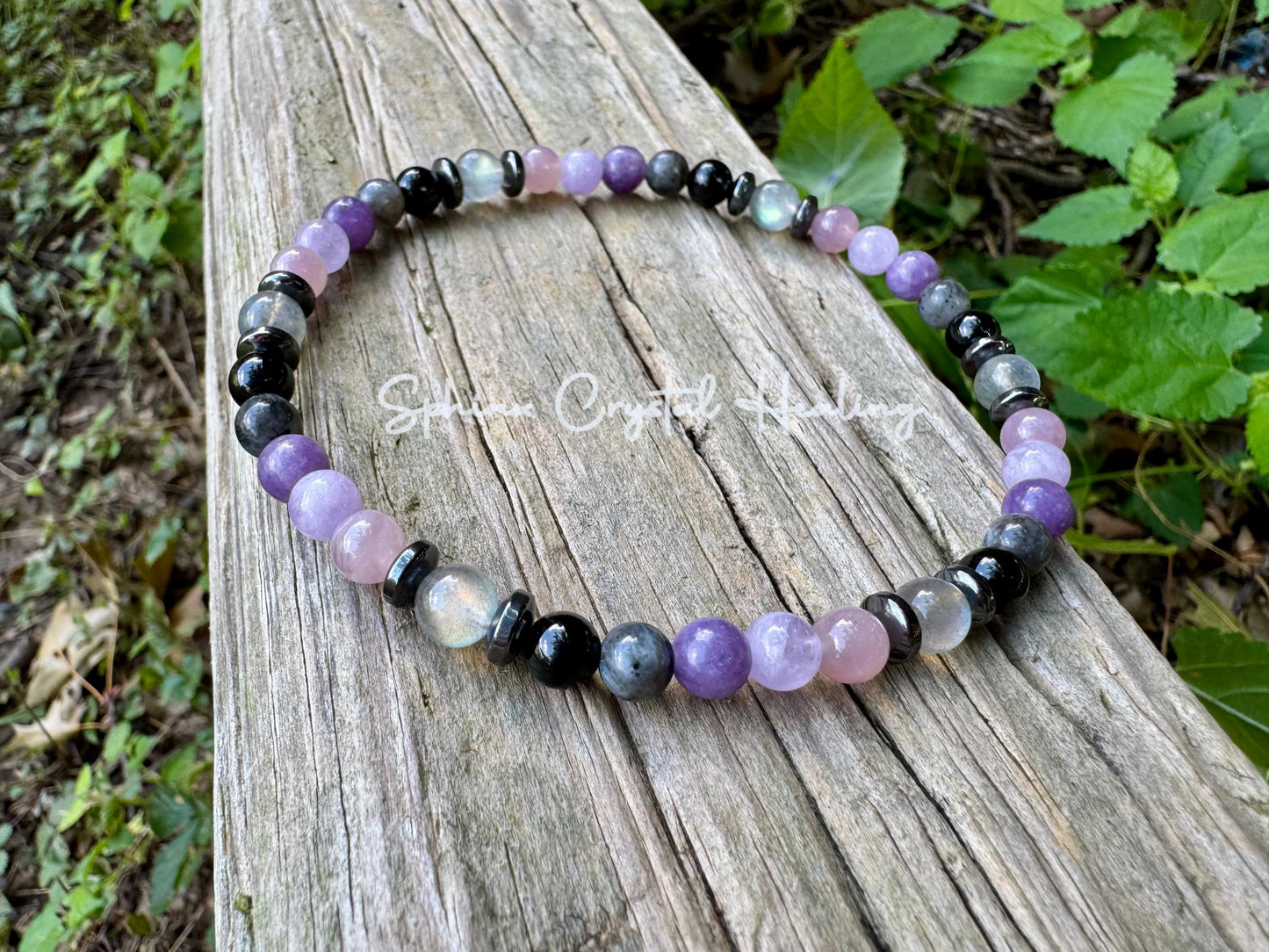 Empath Recovery Anklet " The Empath's Recharge " Emotional Support & Calming Crystals - Rose Quartz - Lepidolite - Amethyst - Tourmaline