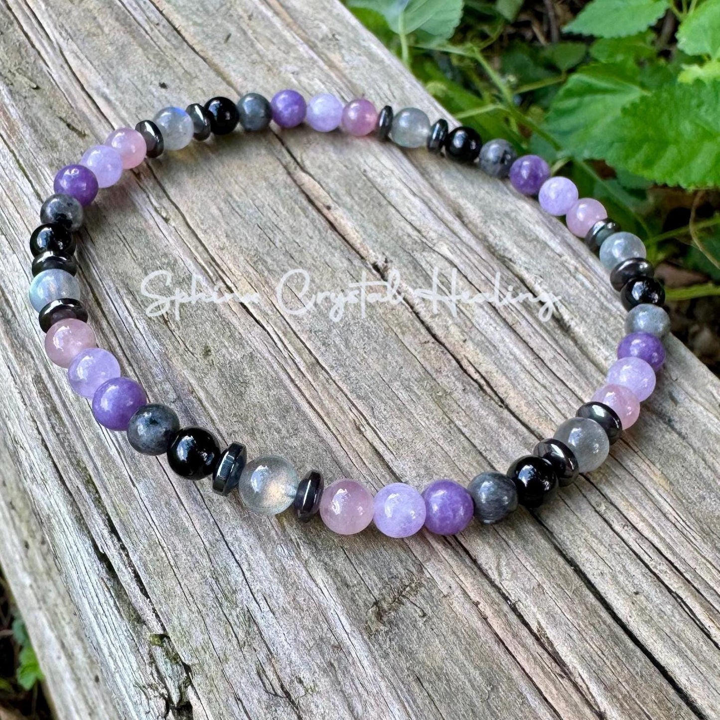Empath Recovery Anklet " The Empath's Recharge " Emotional Support & Calming Crystals - Rose Quartz - Lepidolite - Amethyst - Tourmaline
