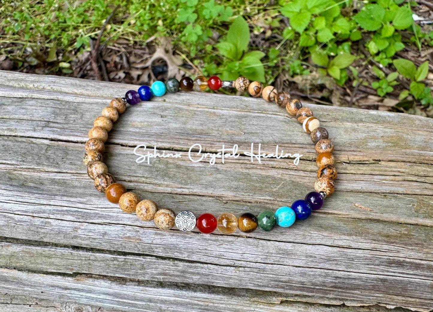 Chakra Balance Anklet - Grounding Picture Jasper - Grounded Connection to Earth - Crystal Healing - REAL Quality Gemstone Ankle Bracelet