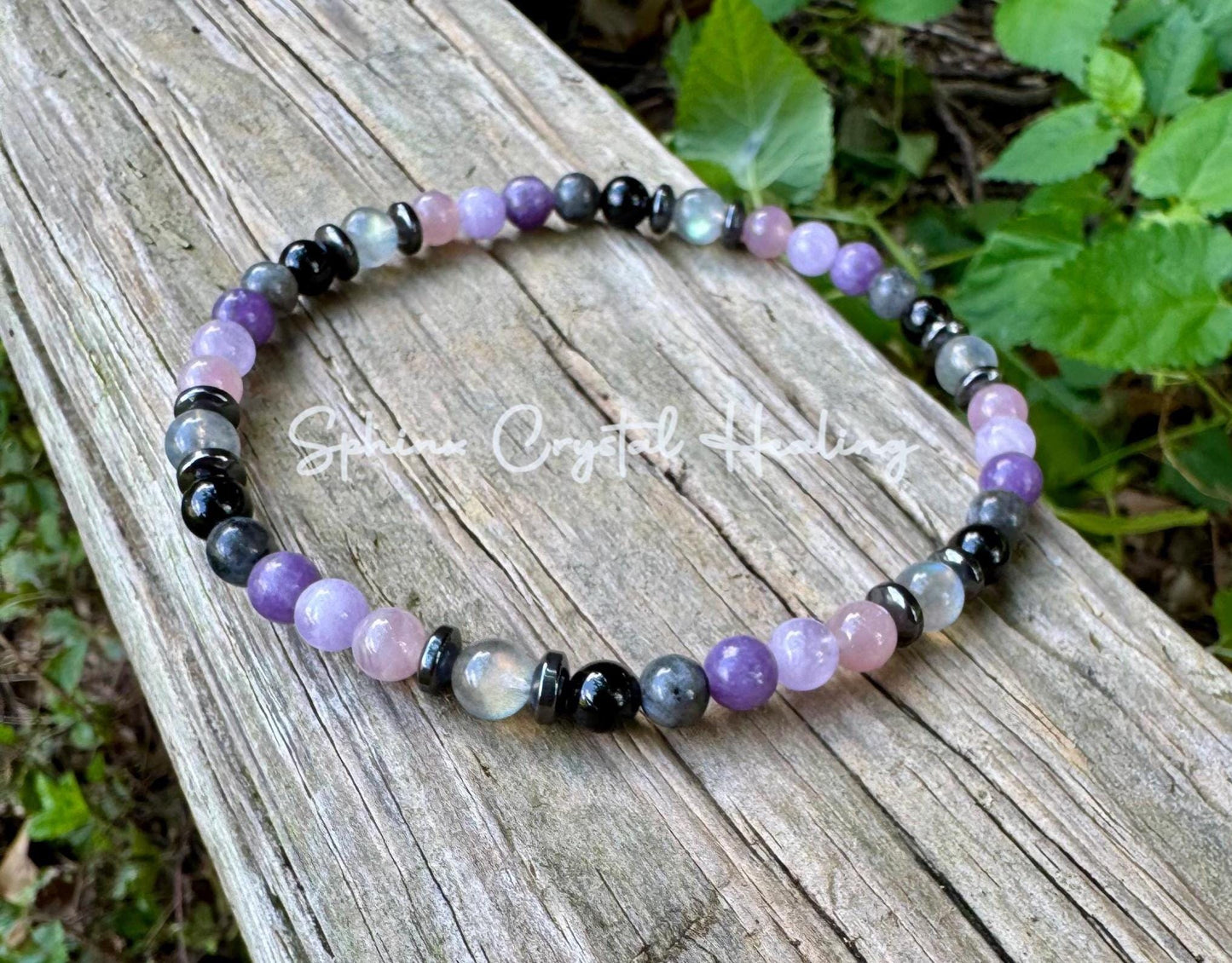 Empath Recovery Anklet " The Empath's Recharge " Emotional Support & Calming Crystals - Rose Quartz - Lepidolite - Amethyst - Tourmaline