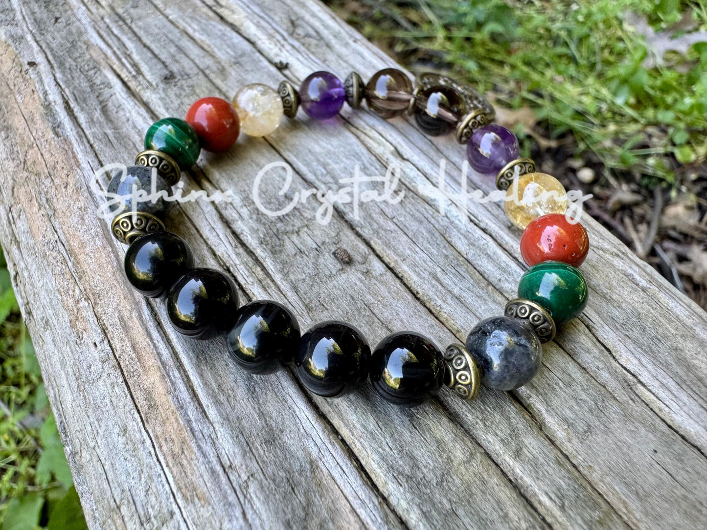 Scorpio Energy - Zodiac Bracelet " The Protector , Scorpio " October November Birthday - Birthstone Crystals & Gemstones - Bronze Accents