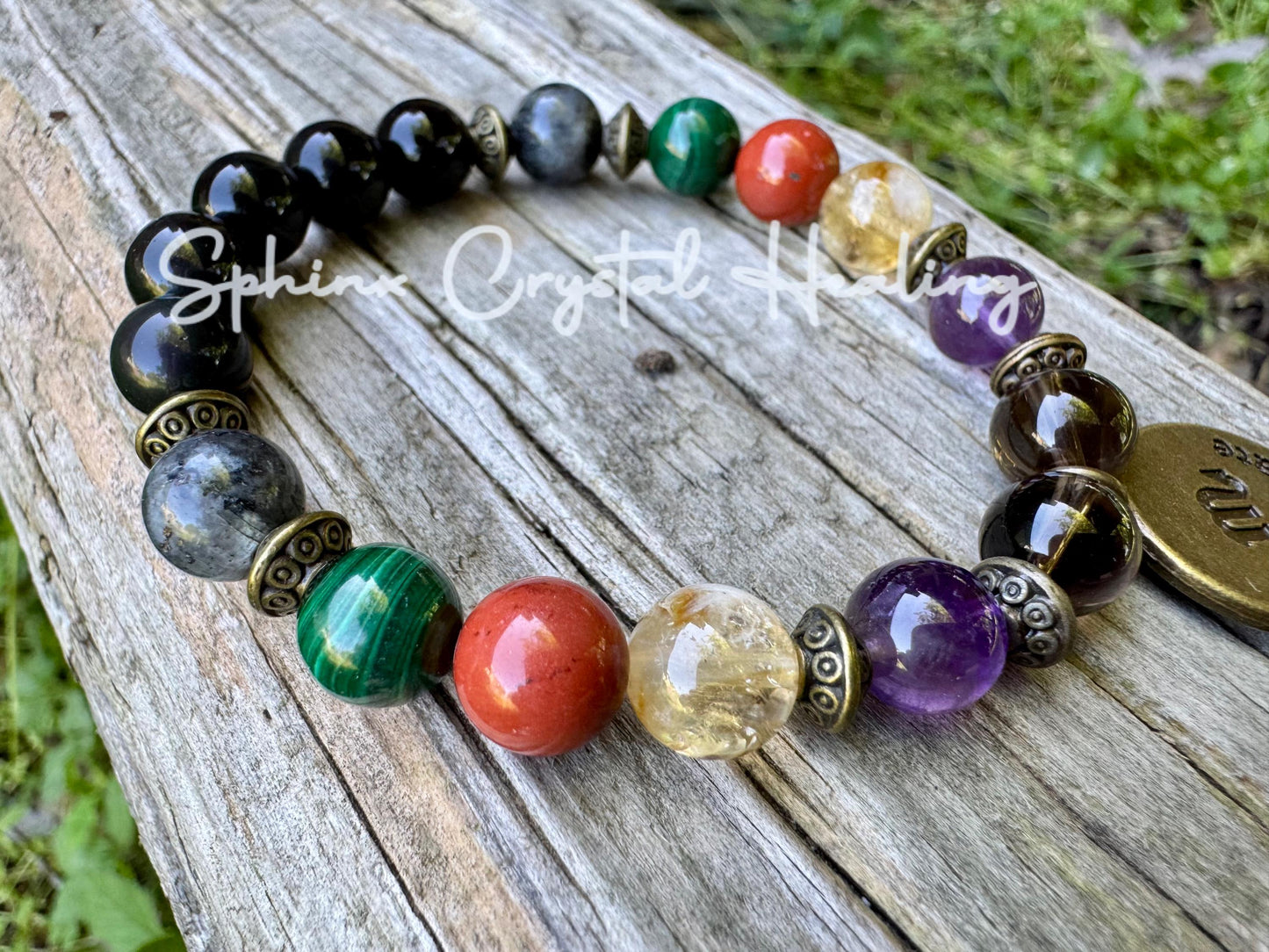 Scorpio Energy - Zodiac Bracelet " The Protector , Scorpio " October November Birthday - Birthstone Crystals & Gemstones - Bronze Accents