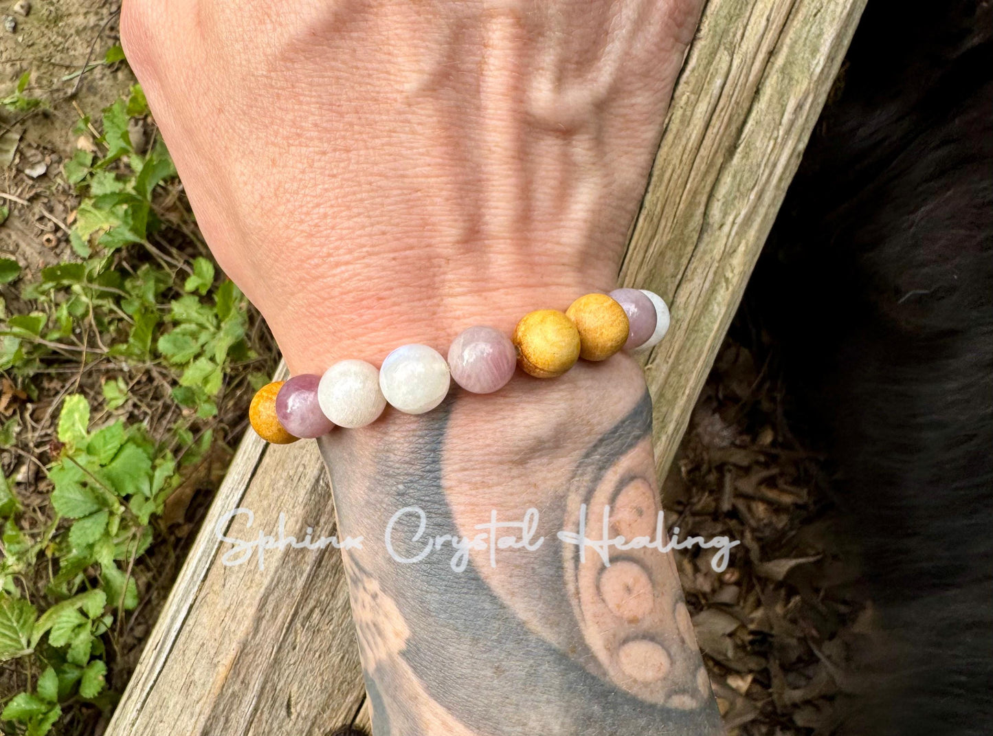 10mm Divine Feminine " Goddess of Love " Emotional Healing - Stress Support - Moonstone - Rose Quartz - Palo Santo Gemstone Crystal Bracelet
