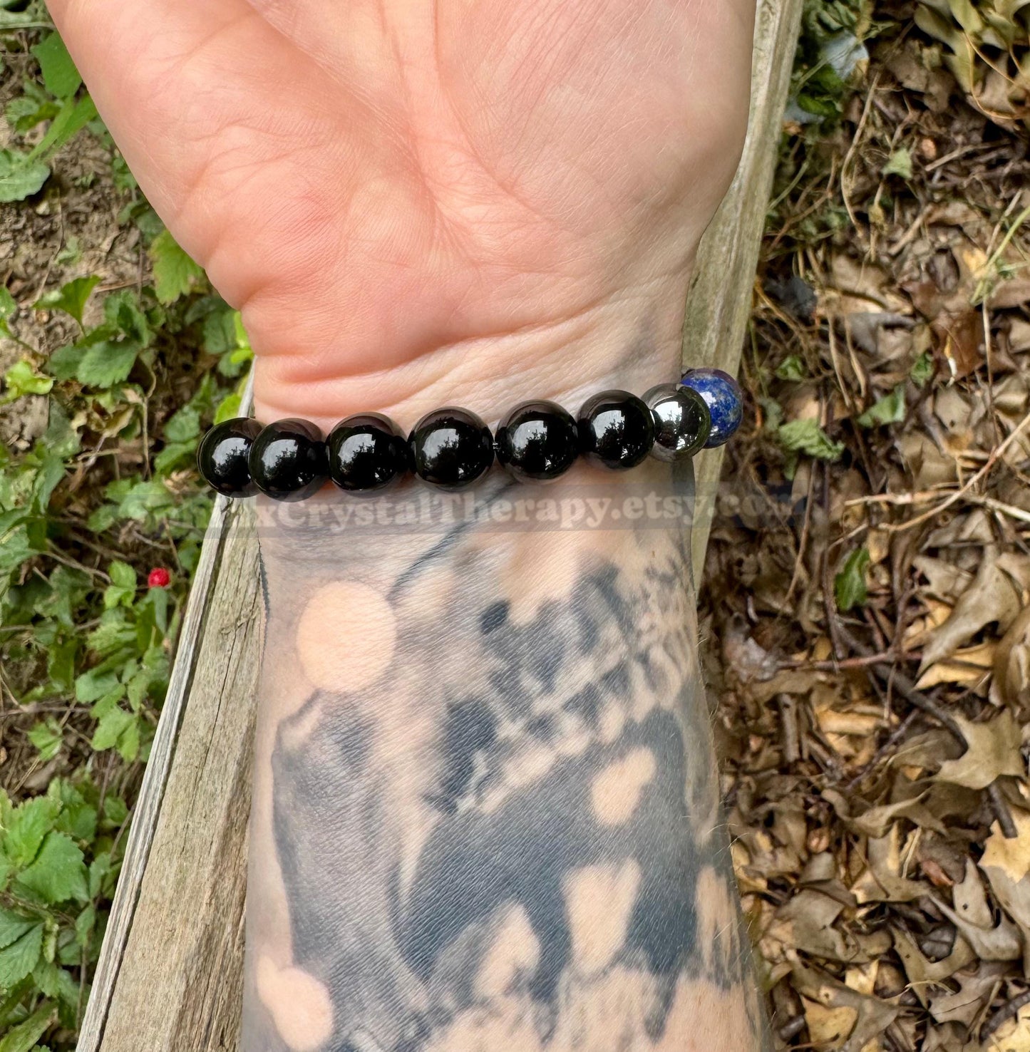 10mm Aura Shield - Protection & Intuition " Nice Try Evil Eye " Nazaar Amulet - Lapis - Black Tourmaline - Real Crystal Healing Gemstones