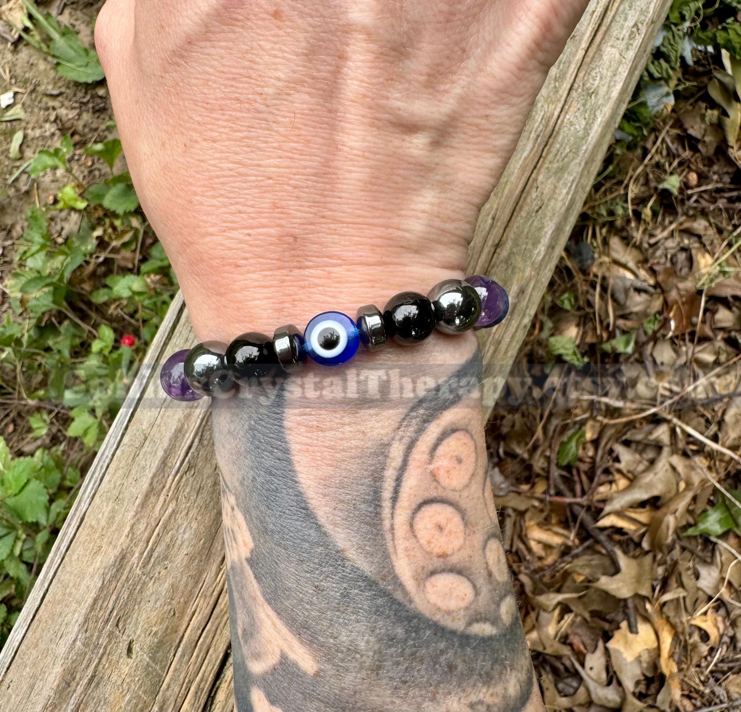 10mm Aura Shield - Protection & Intuition " Nice Try Evil Eye " Nazaar Amulet - Lapis - Black Tourmaline - Real Crystal Healing Gemstones