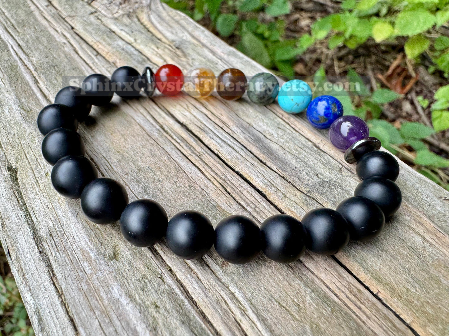 Chakra Balance - Negativity Protection - Negative Energy - Black Onyx - Aura Shield - REAL Crystal Gemstone Bracelet - Emotional Healing