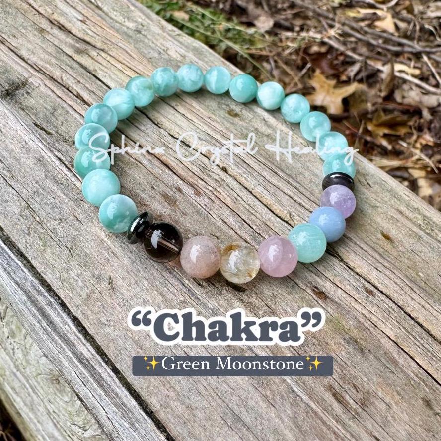 8mm RARE AAA Green Moonstone - Stress Relief & Anxiety Support - PASTEL Chakra Stones - Peaceful Energy - Crystal Healing Gemstone Bracelet