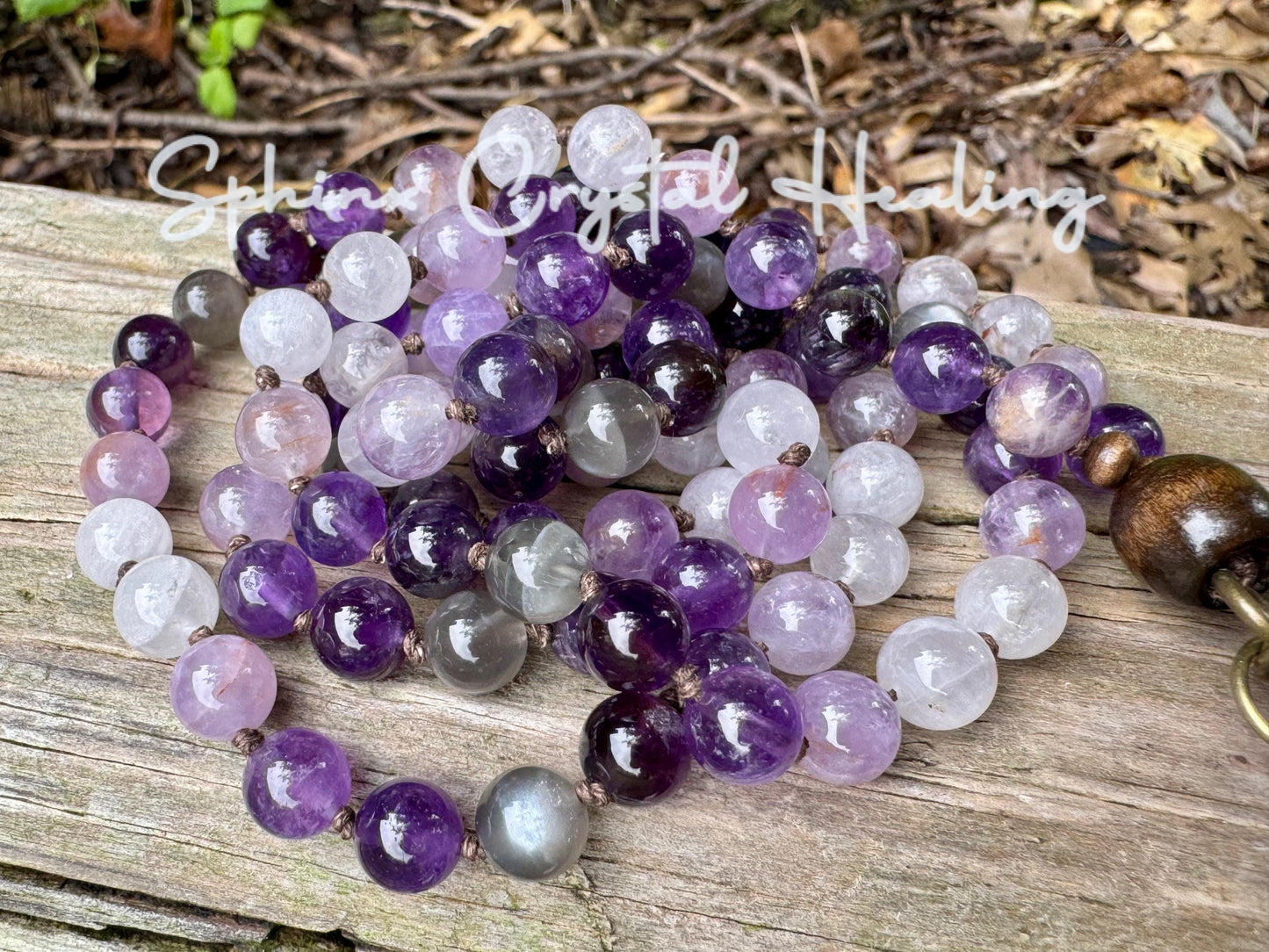 Only One High Vibration Mala " Lady of the Violet Flame " Divine Healer - RARE High Grade Amethyst - Real Crystal Healing Gemstone Necklace