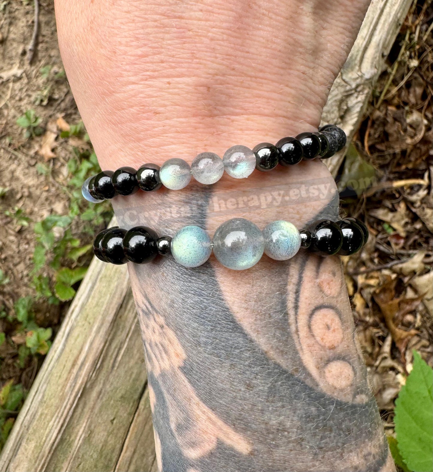 Empath Protection - Aura Shield - Absorb Negativity " The Empath's Raincoat "  Black Tourmaline Gemstones - Crystal Healing Empathy Bracelet