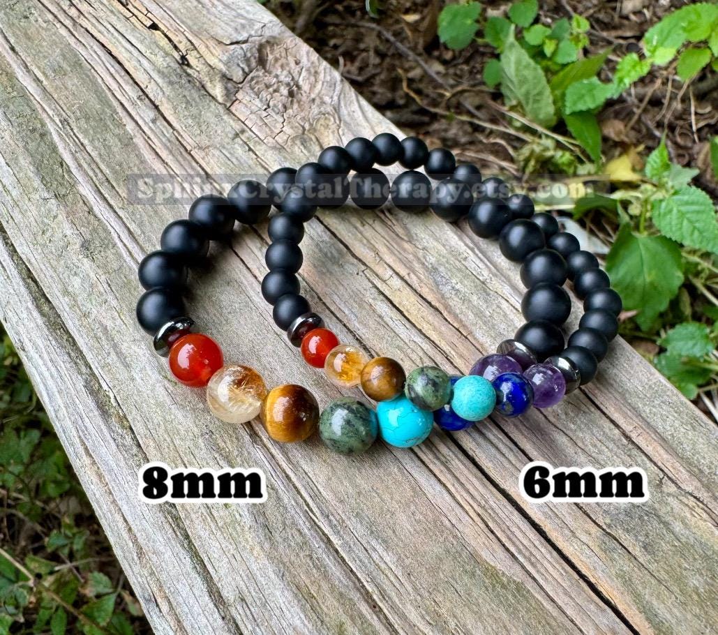 Chakra Balance - Negativity Protection - Negative Energy - Black Onyx - Aura Shield - REAL Crystal Gemstone Bracelet - Emotional Healing