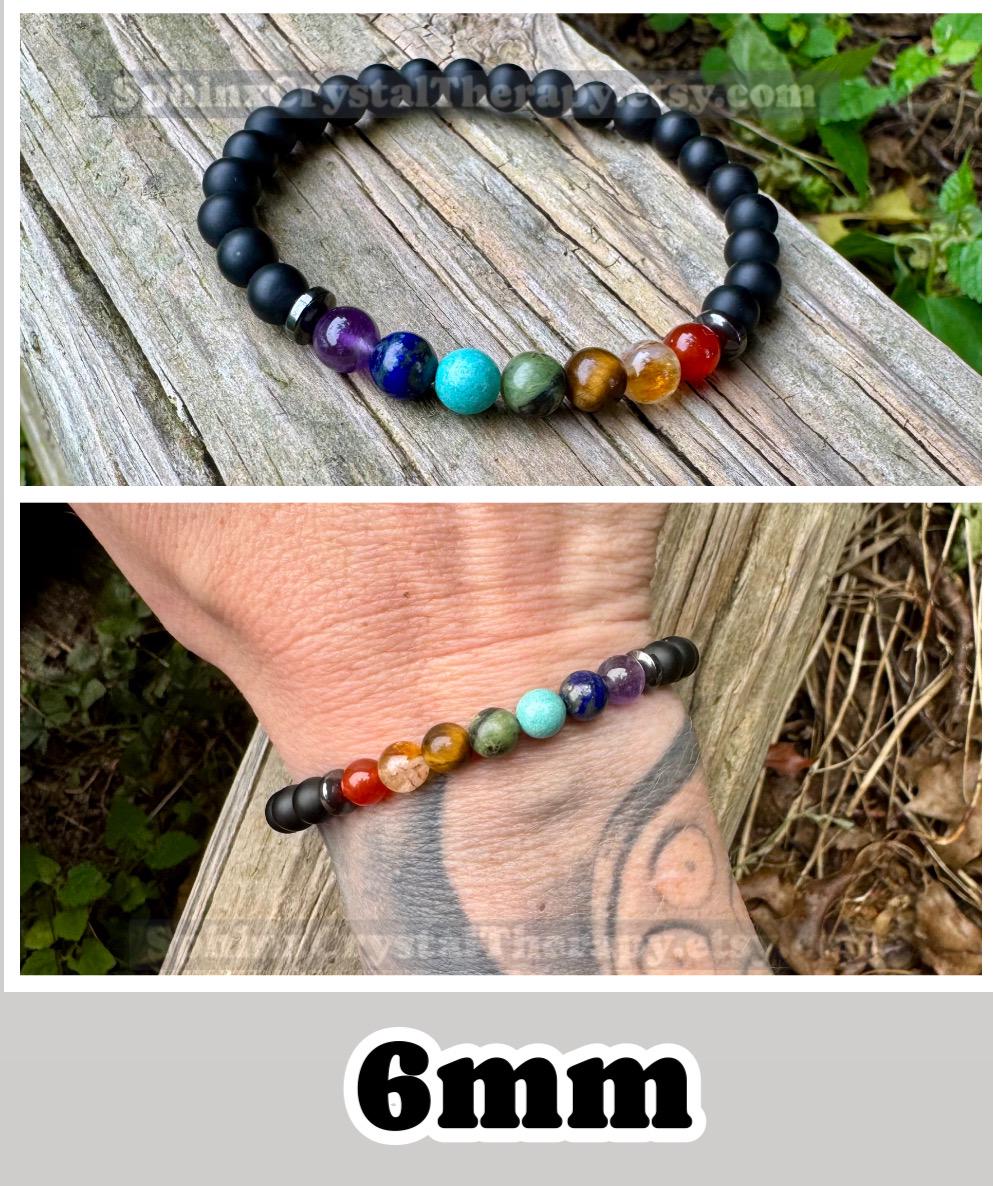 Chakra Balance - Negativity Protection - Negative Energy - Black Onyx - Aura Shield - REAL Crystal Gemstone Bracelet - Emotional Healing