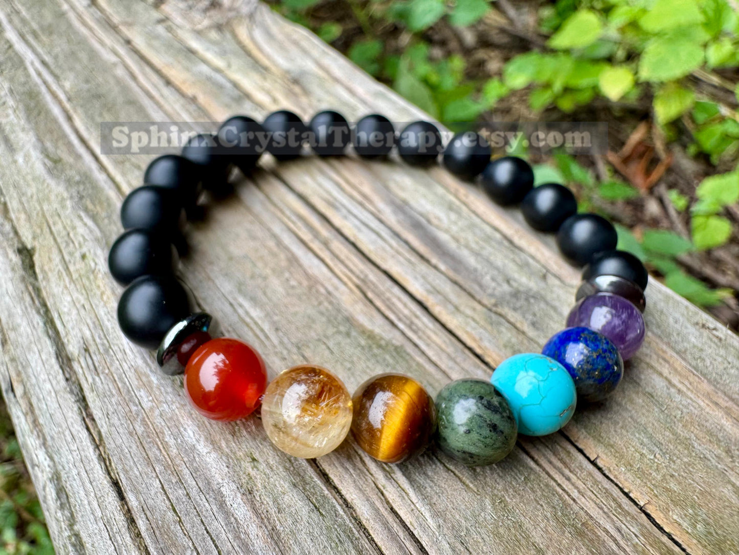 Chakra Balance - Negativity Protection - Negative Energy - Black Onyx - Aura Shield - REAL Crystal Gemstone Bracelet - Emotional Healing