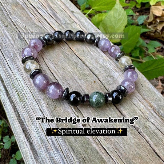 RARE AAA Auralite 23 - Higher Consciousness - Channeling " The Bridge of Awakening " Spiritual Angelic Communication REAL Crystal Bracelet