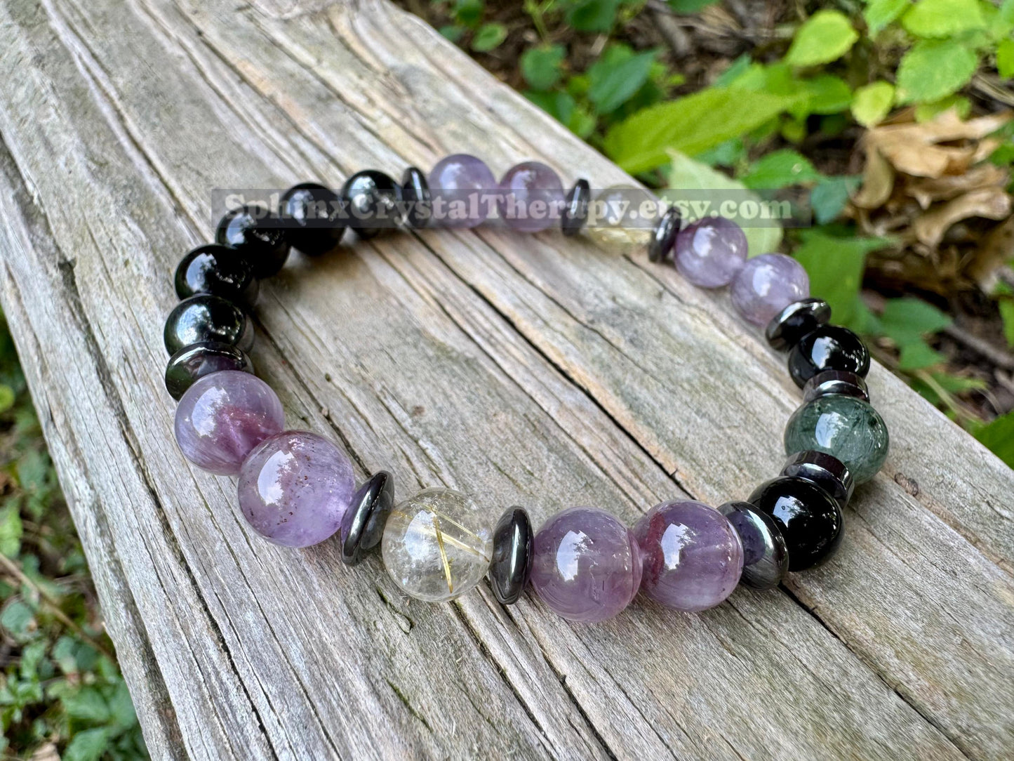RARE AAA Auralite 23 - Higher Consciousness - Channeling " The Bridge of Awakening " Spiritual Angelic Communication REAL Crystal Bracelet