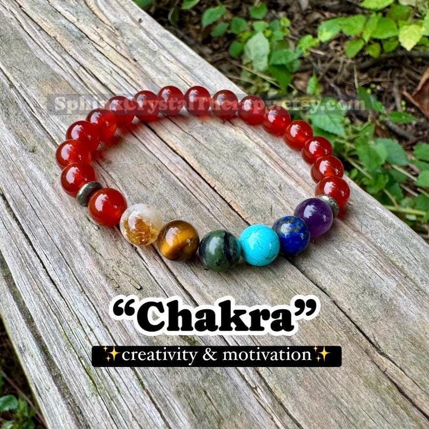 Chakra Balance - AAA High Grade Carnelian - Motivation - Strength & Courage - Emotional Healing - REAL Quality Gemstone Bracelet