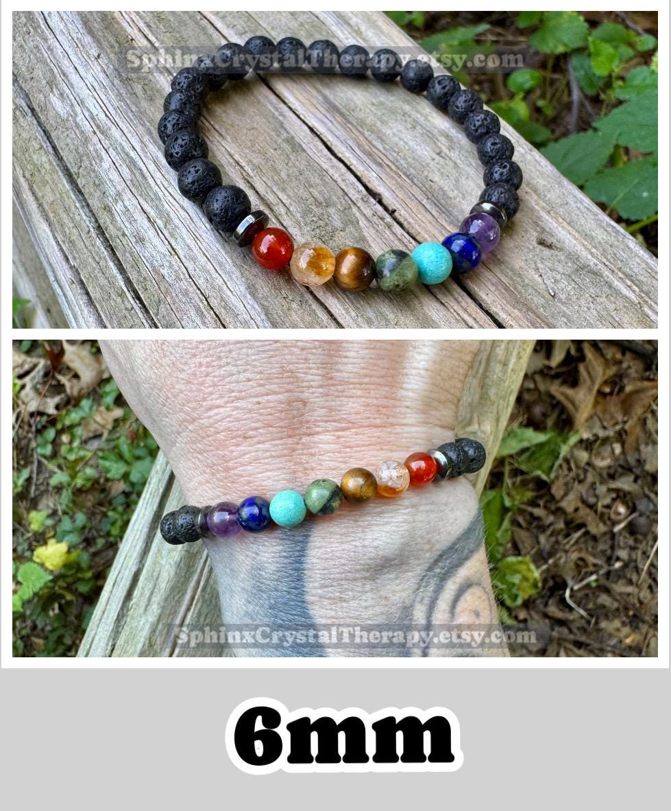 Chakra Balance - Protection - Volcano Rock - Lava Bead Diffuser - Aura Clearing - Cleanse Chakras - Crystal Healing REAL Gemstone Bracelet