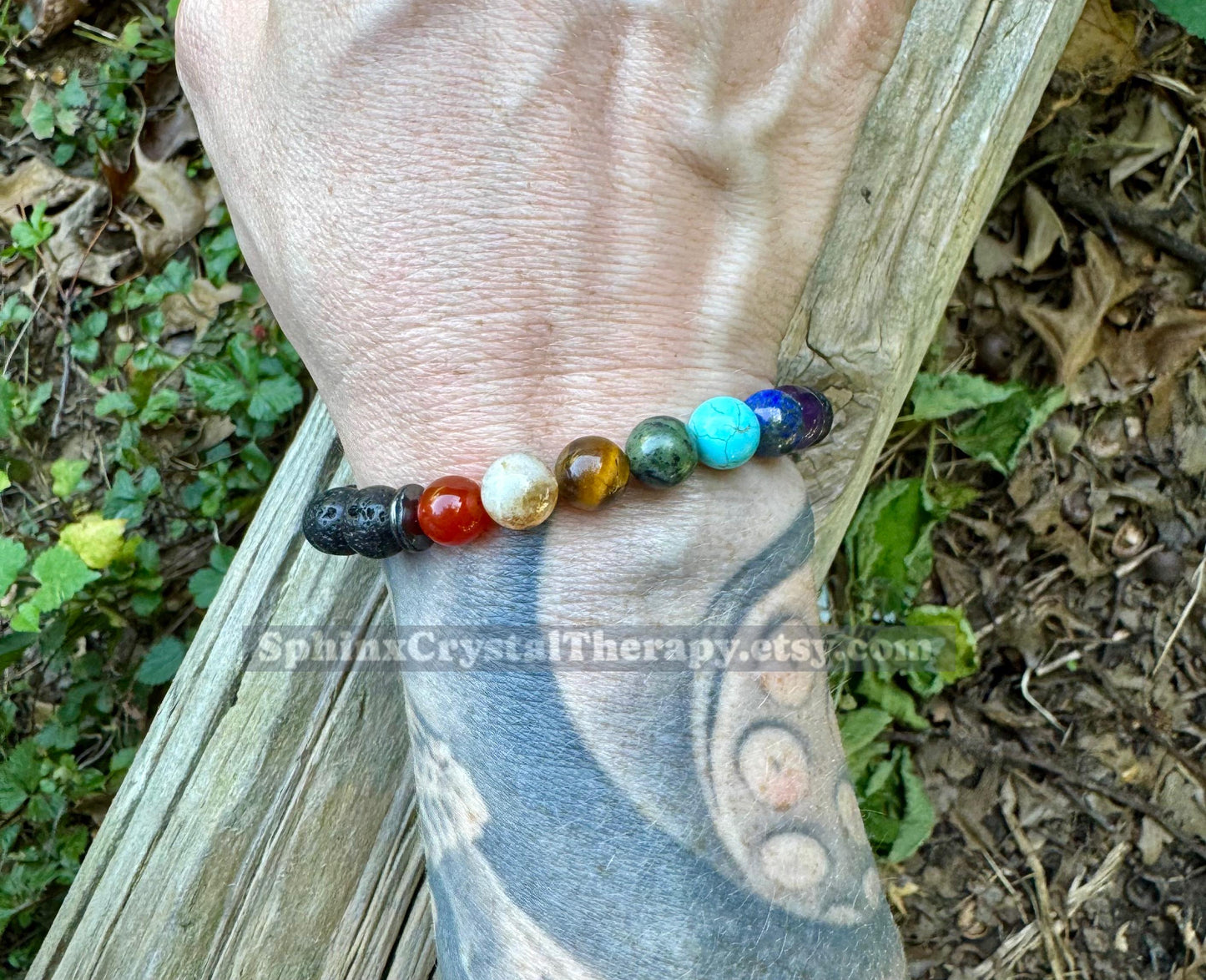 Chakra Balance - Protection - Volcano Rock - Lava Bead Diffuser - Aura Clearing - Cleanse Chakras - Crystal Healing REAL Gemstone Bracelet