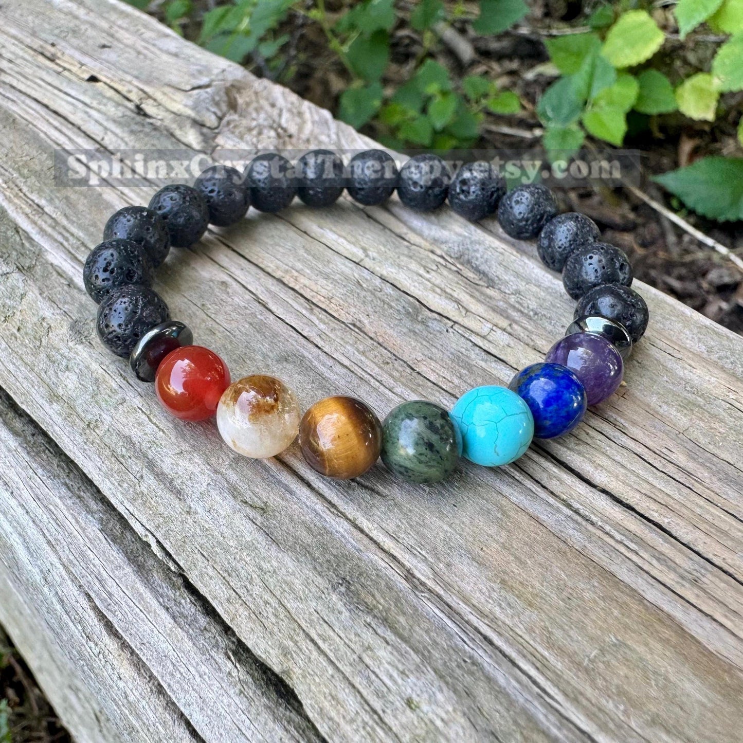 Chakra Balance - Protection - Volcano Rock - Lava Bead Diffuser - Aura Clearing - Cleanse Chakras - Crystal Healing REAL Gemstone Bracelet
