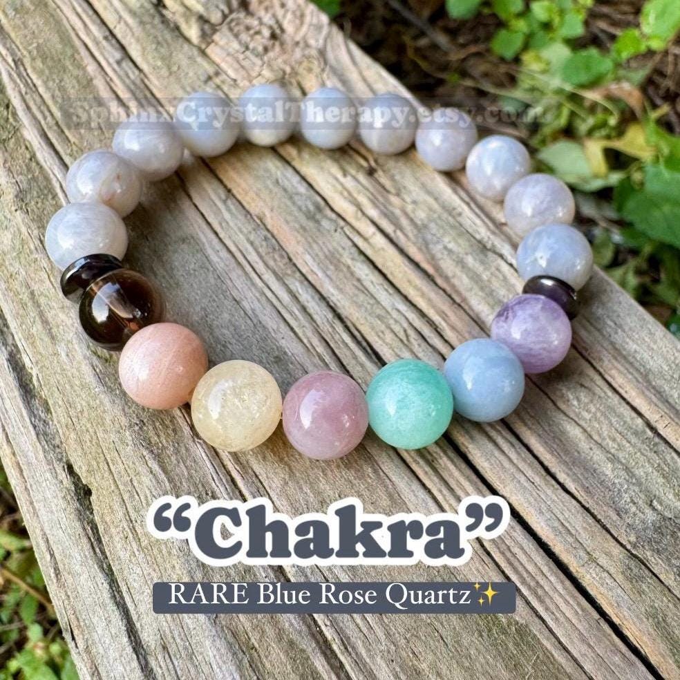 10mm RARE AAA Blue Rose Quartz - Self love & Emotional Healing - PASTEL Chakra Stones - Stress Anxiety Depression Support - Crystal Bracelet