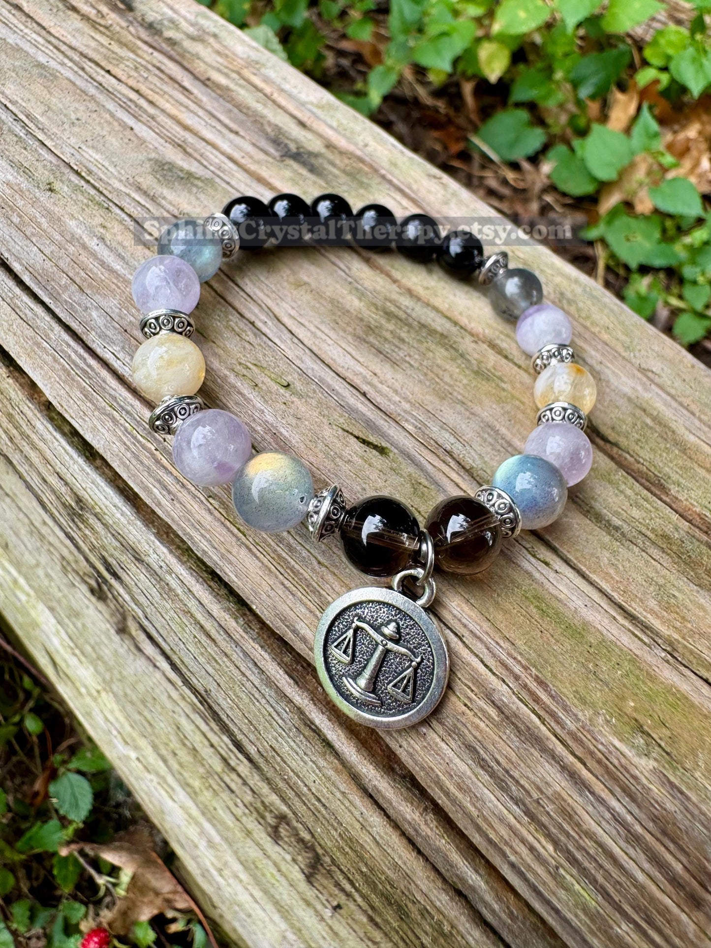 Libra Sign Energy - Zodiac Horoscope " The Diplomat , Libra " September October Birthday - Real Quality Gemstones - Crystal Healing Bracelet