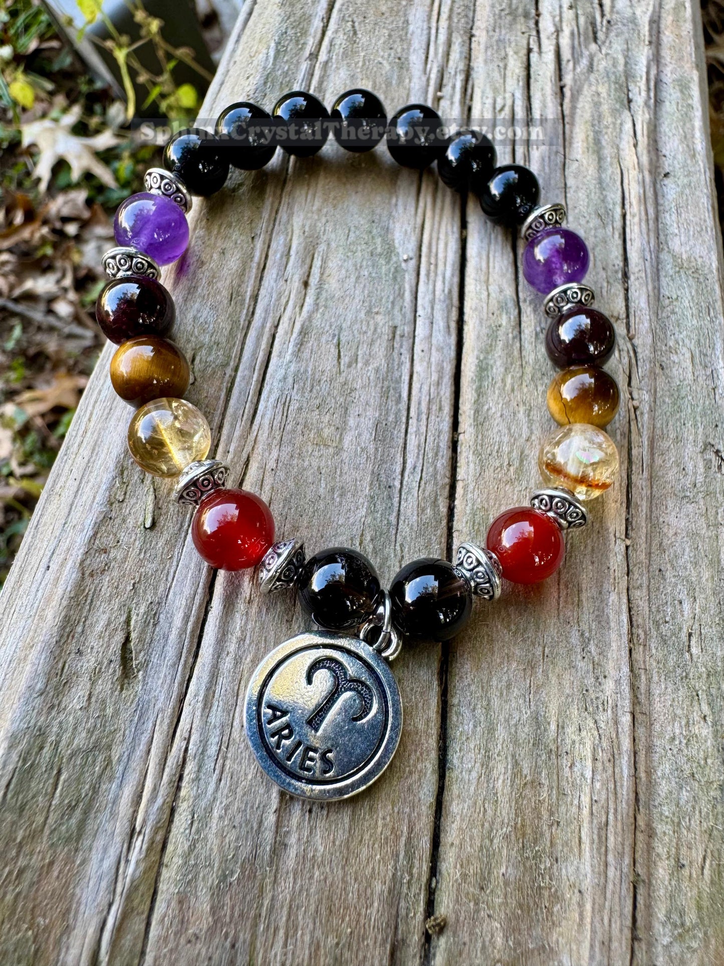 Aries Energy - Zodiac Horoscope " The Passionate Aries " March April Birthday - REAL Quality Gemstones - Crystal Healing Bracelet
