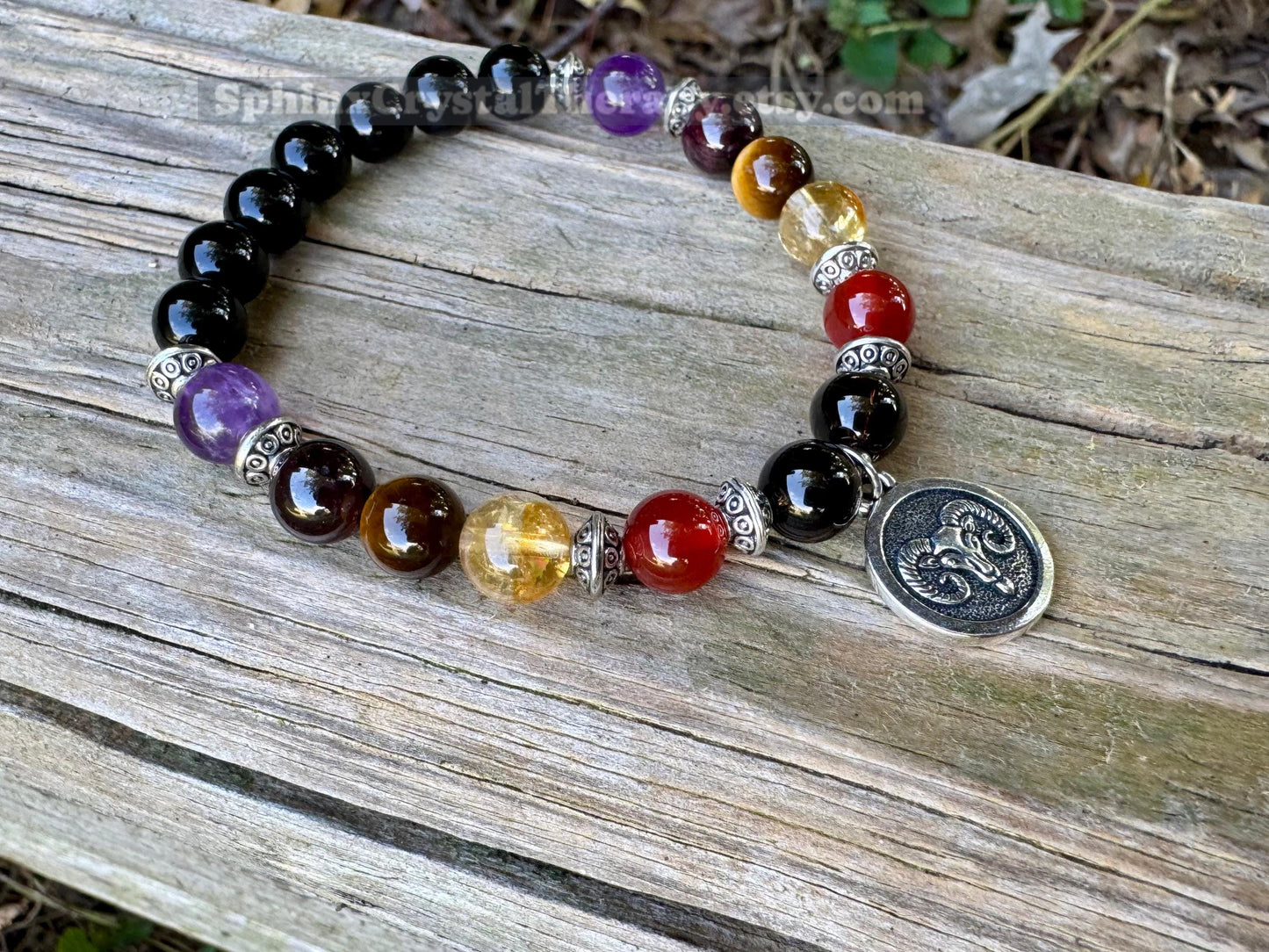Aries Energy - Zodiac Horoscope " The Passionate Aries " March April Birthday - REAL Quality Gemstones - Crystal Healing Bracelet