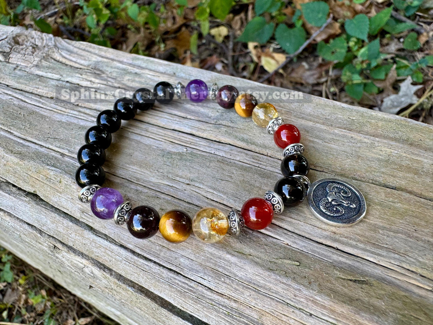 Aries Energy - Zodiac Horoscope " The Passionate Aries " March April Birthday - REAL Quality Gemstones - Crystal Healing Bracelet