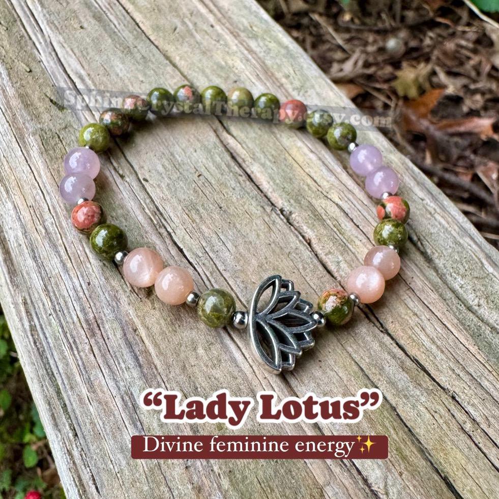 Fertility - Pregnancy - Hormone Balance "Lady Lotus" Feminine Energy - Menstrual Cycle - Menopause - Crystal Therapy Bracelet