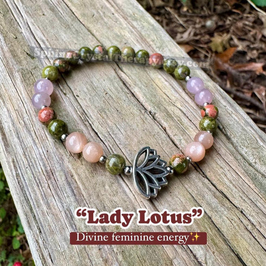 Fertility - Pregnancy - Hormone Balance "Lady Lotus" Feminine Energy - Menstrual Cycle - Menopause - Crystal Therapy Bracelet