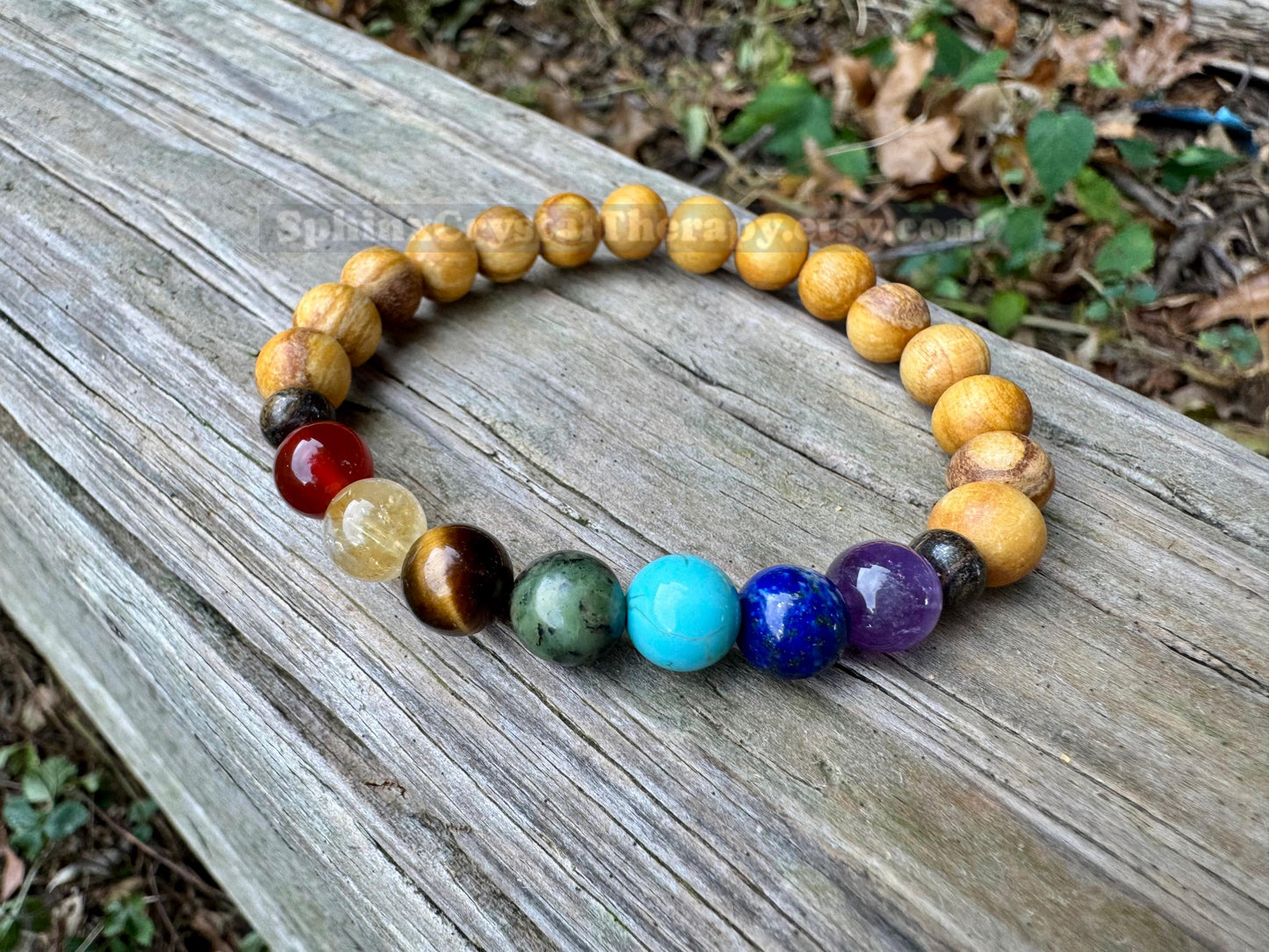 Chakra Balance - Palo Santo Wood - Clearing Negativity - Clear Auric Field - Negative Energy - REAL Crystal Healing Gemstone Bracelet