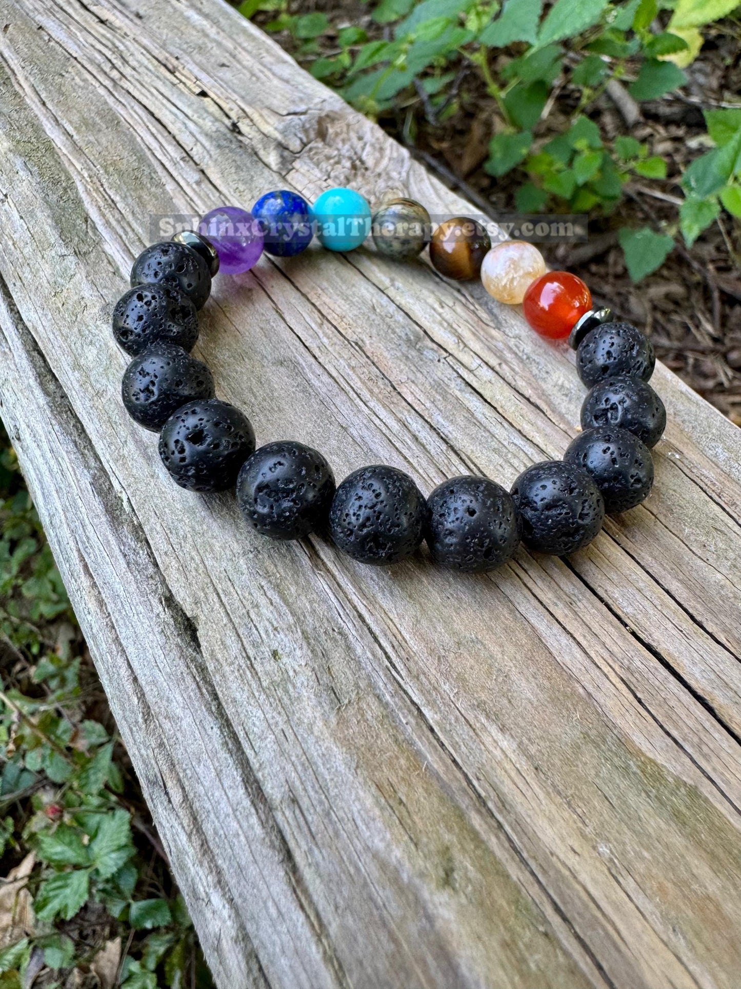 10MM Chakra Balance - Protection & Strength - Volcano Rock - Oil Diffuser - Crystal Healing Gemstones - Quality Spiritual Grounding Bracelet