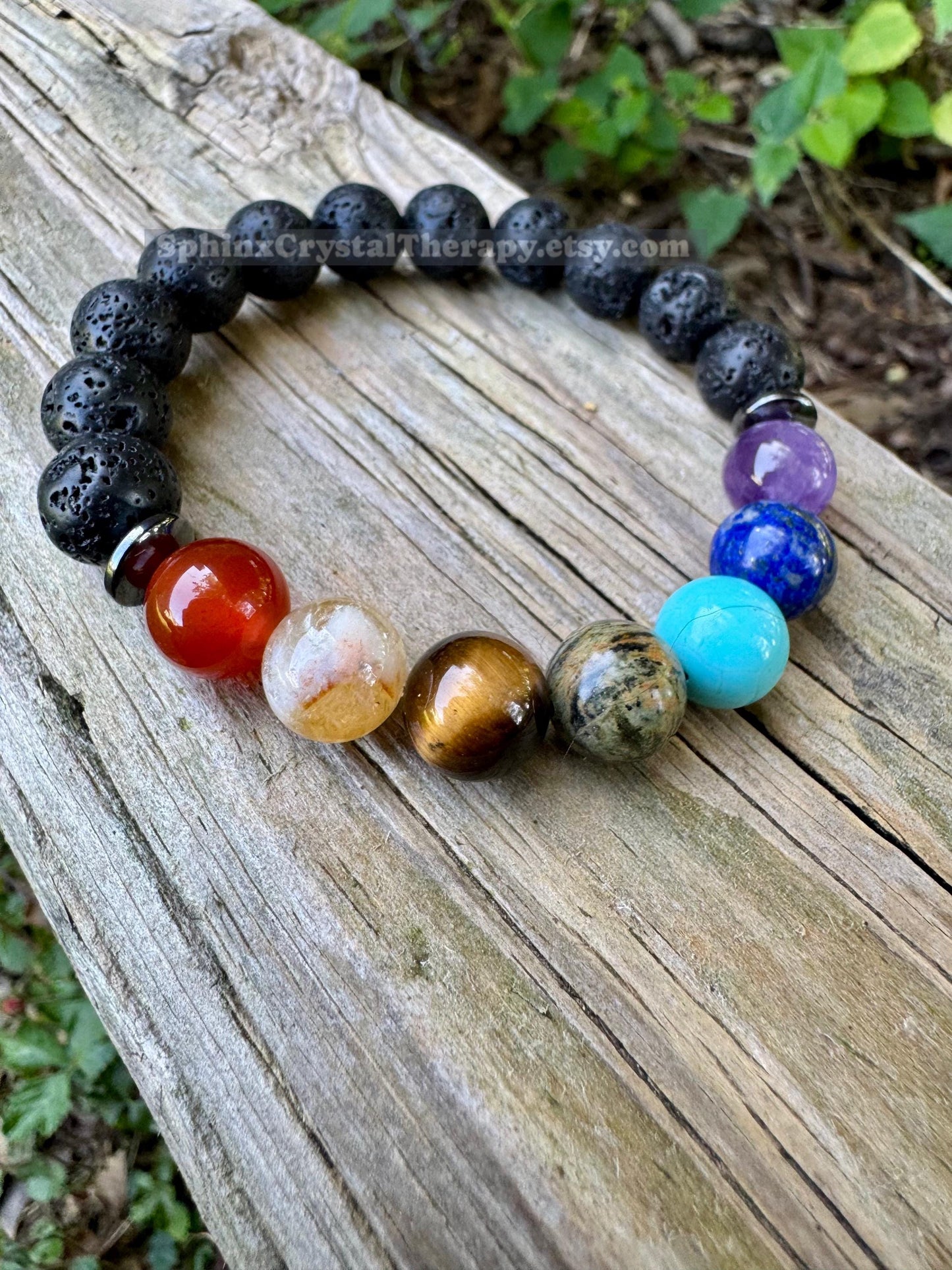 10MM Chakra Balance - Protection & Strength - Volcano Rock - Oil Diffuser - Crystal Healing Gemstones - Quality Spiritual Grounding Bracelet